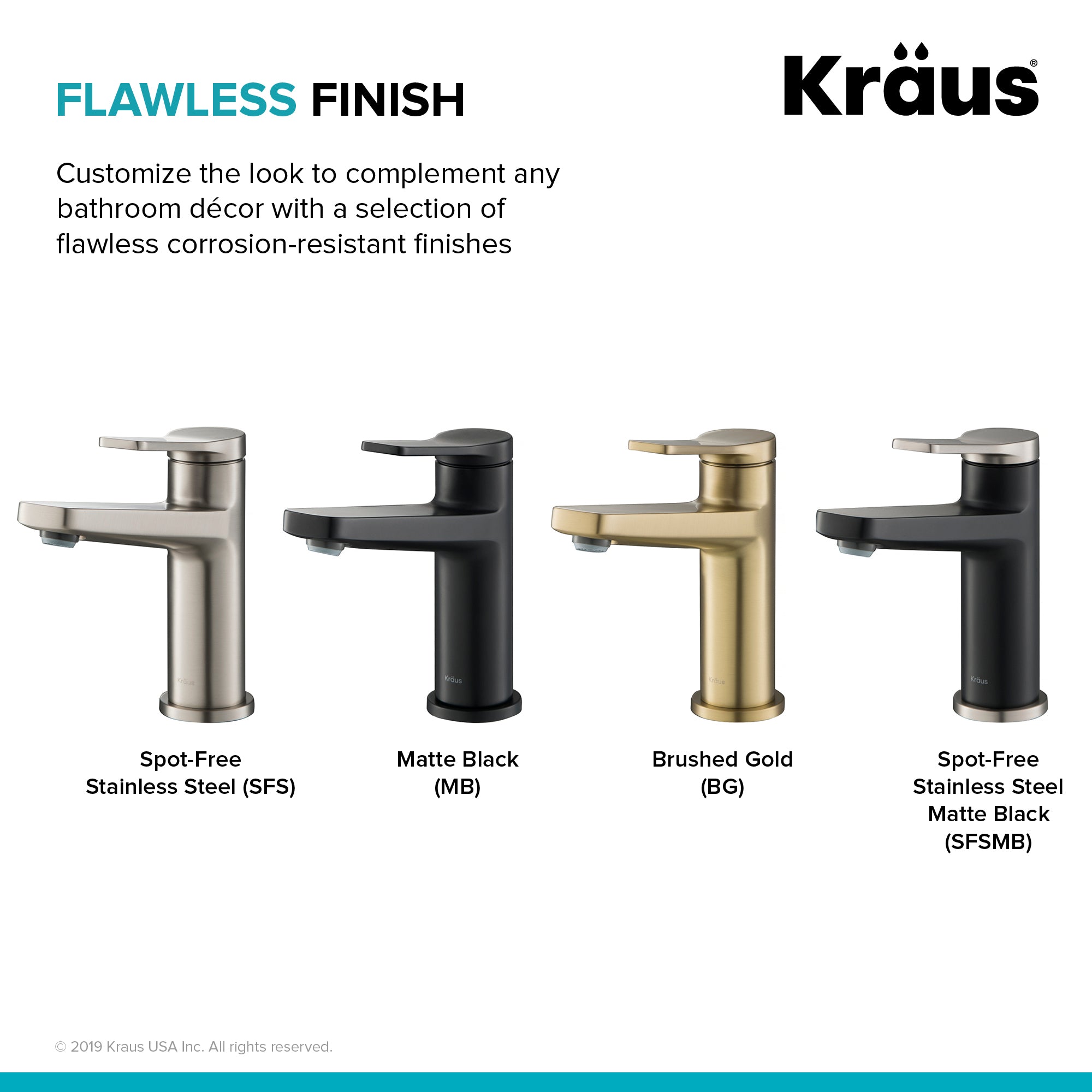 KRAUS Indy Single Handle Bathroom Faucet with Matching Pop-Up Drain in Spot Free Stainless Steel/Matte Black/Matte Black