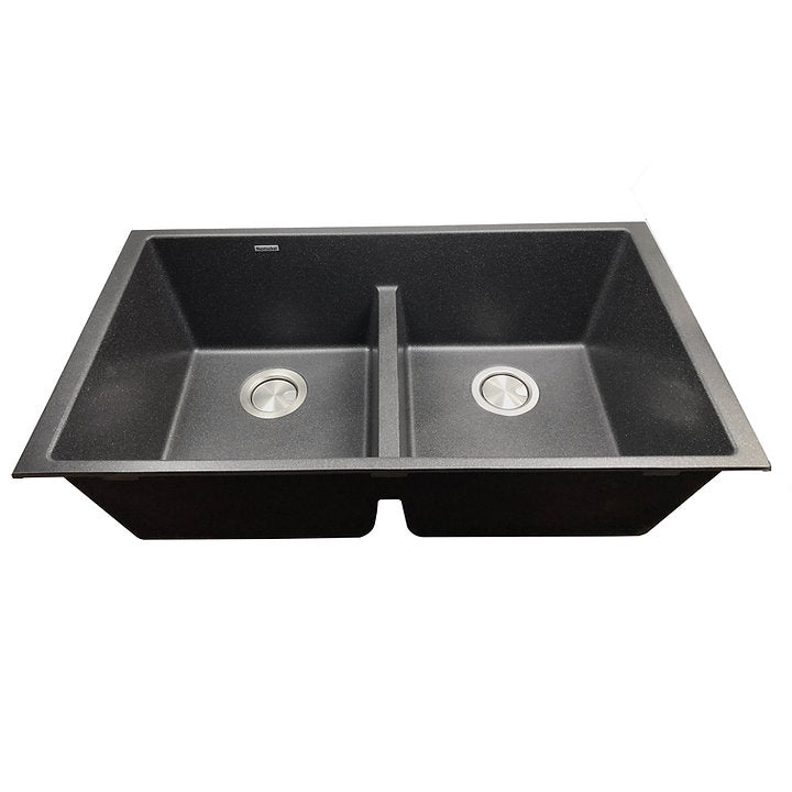 Low Divide 50/50 Matte Black Composite Undermount Sink