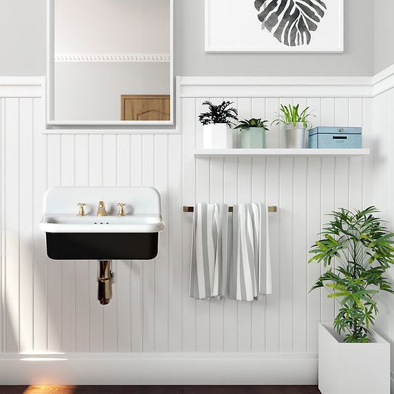 Nantucket Sinks 20" Fireclay Wallmounted Bathroom Sink with Black Exterior