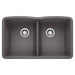 BLANCO 32" Diamond 50/50 Double Bowl SILGRANIT Kitchen Sink-DirectSinks
