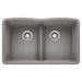 BLANCO 32" Diamond Low Divide Equal Double Bowl Undermount SILGRANIT Sink-DirectSinks