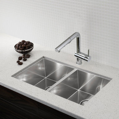 BLANCO 32" Quatrus Zero Radius Equal Double Bowl Kitchen Sink-DirectSinks