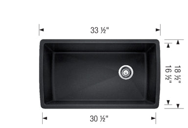 BLANCO 34" Diamond Super Single Undermount SILGRANIT Kitchen Sink-DirectSinks