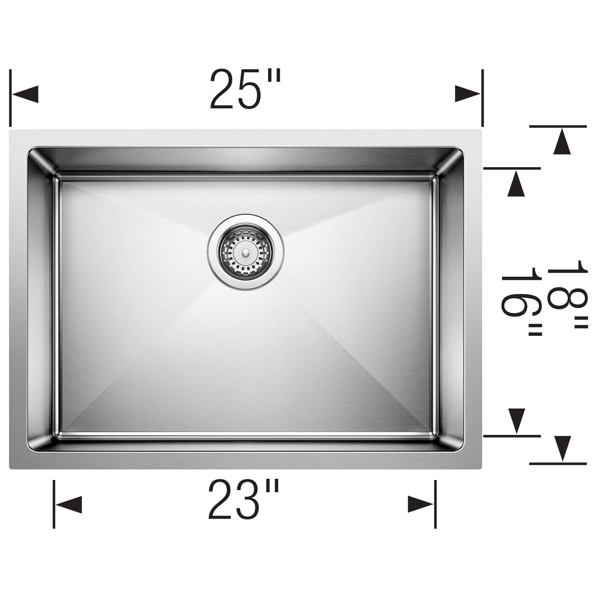 BLANCO Quatrus 25" Undermount Small Radius Single Bowl Kitchen Sink-DirectSinks