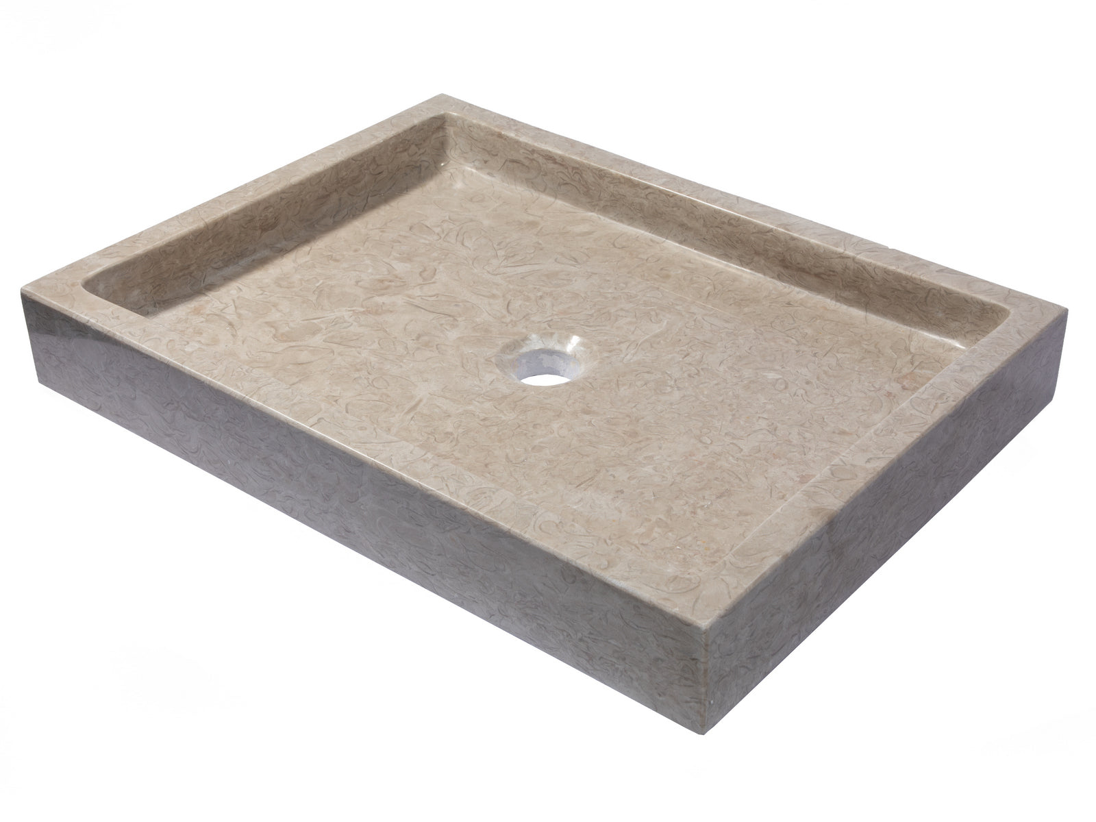 Rectangular Infinity Pool Sink in Polished Penny Grey Marble