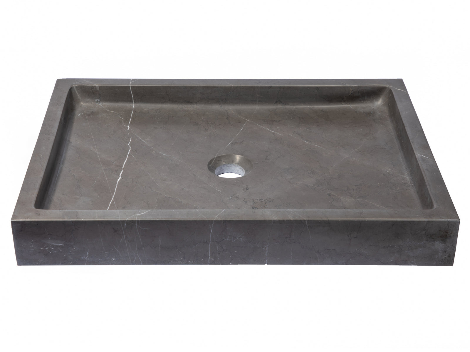 Rectangular Infinity Pool Sink in Honed Pietra Grey Marble