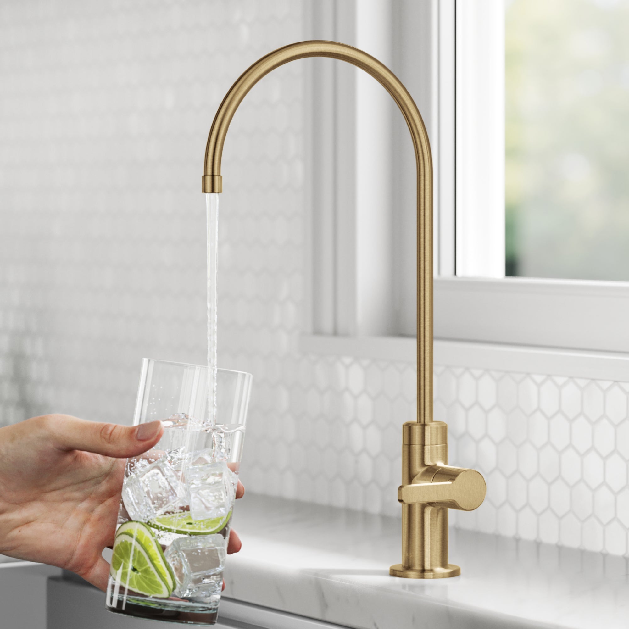KRAUS Oletto Drinking Water Filter Faucet in Brushed Brass