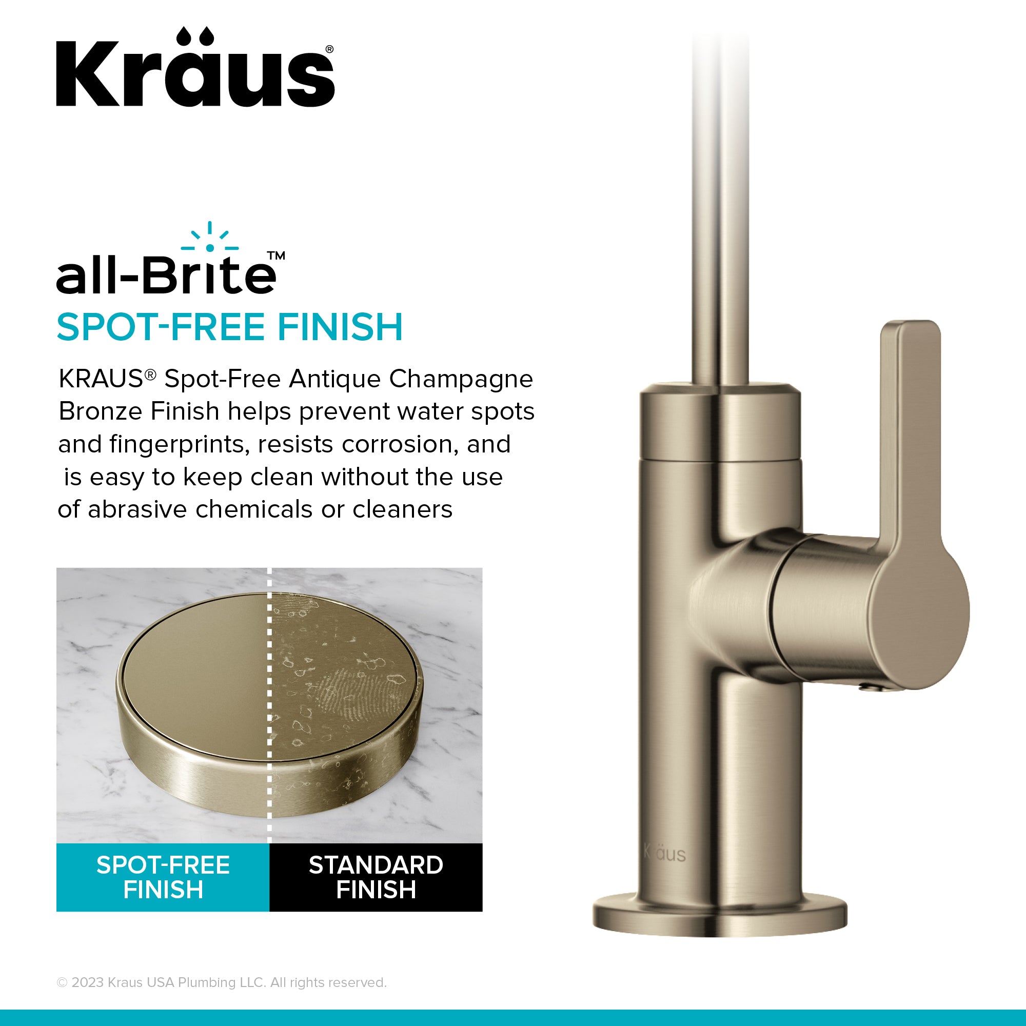 KRAUS Oletto Drinking Water Filter Faucet in Spot-Free Antique Champagne Bronze