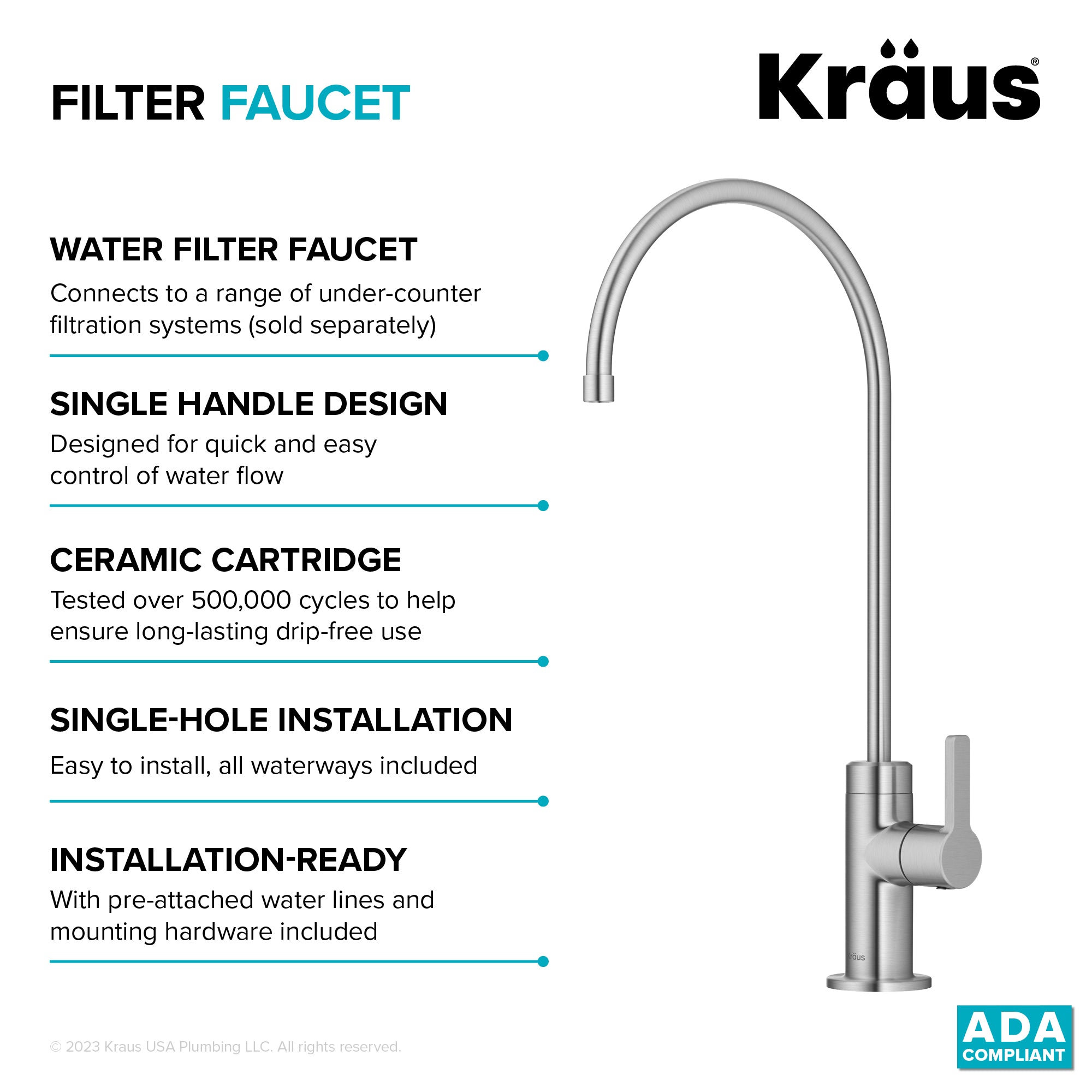 KRAUS Oletto Drinking Water Filter Faucet in Spot-Free Stainless Steel