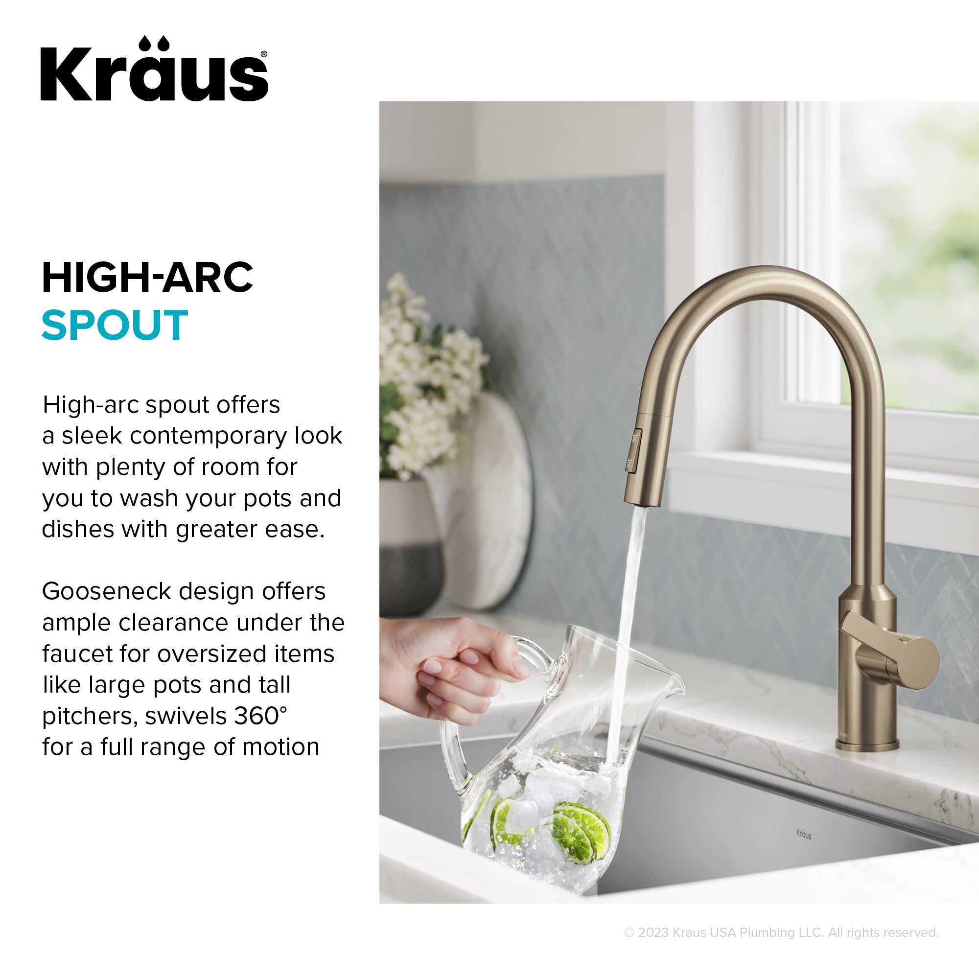 KRAUS Oletto Touchless Pull-Down Kitchen Faucet in Spot-Free Antique Champagne Bronze