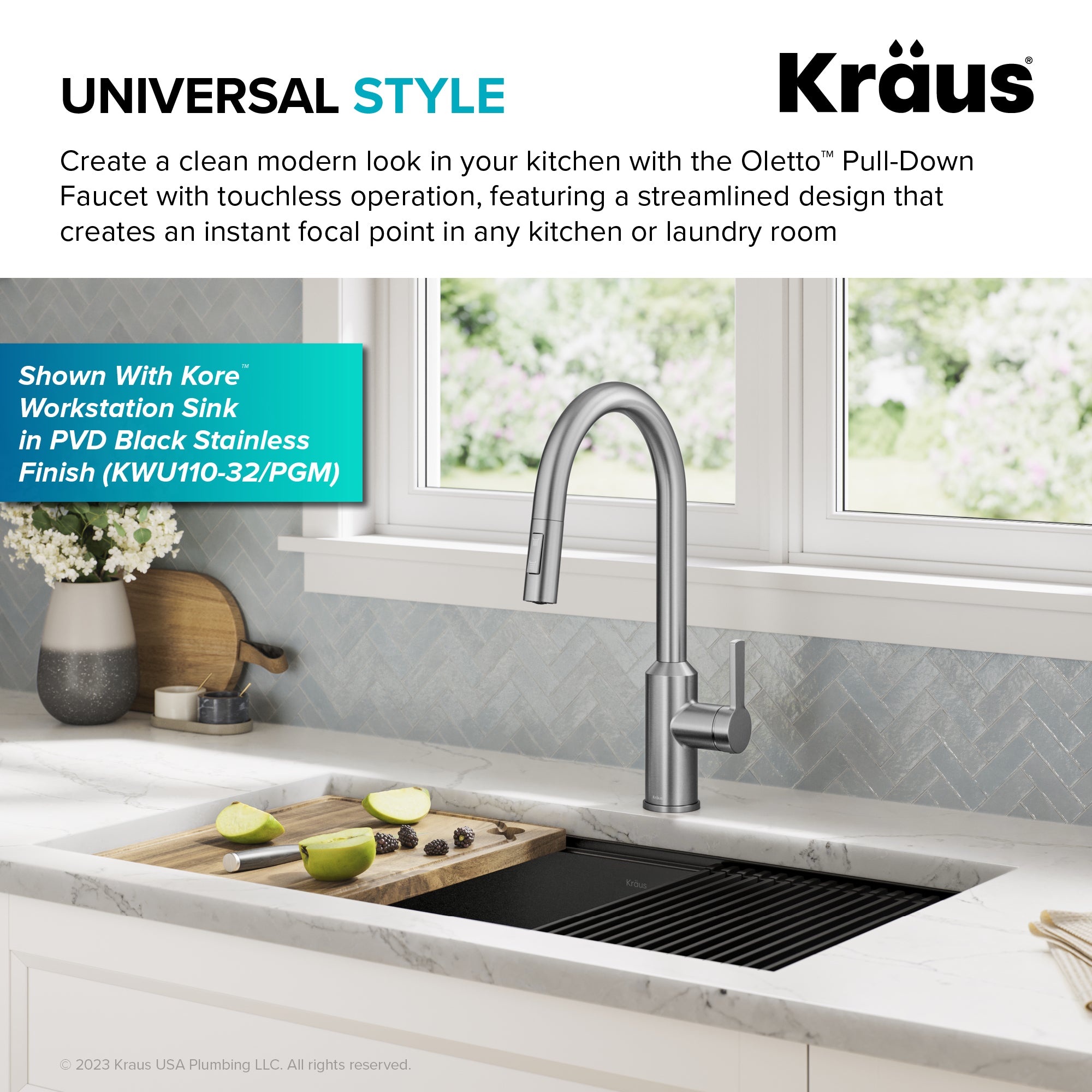 KRAUS Oletto Touchless Pull-Down Kitchen Faucet in Spot-Free Stainless Steel