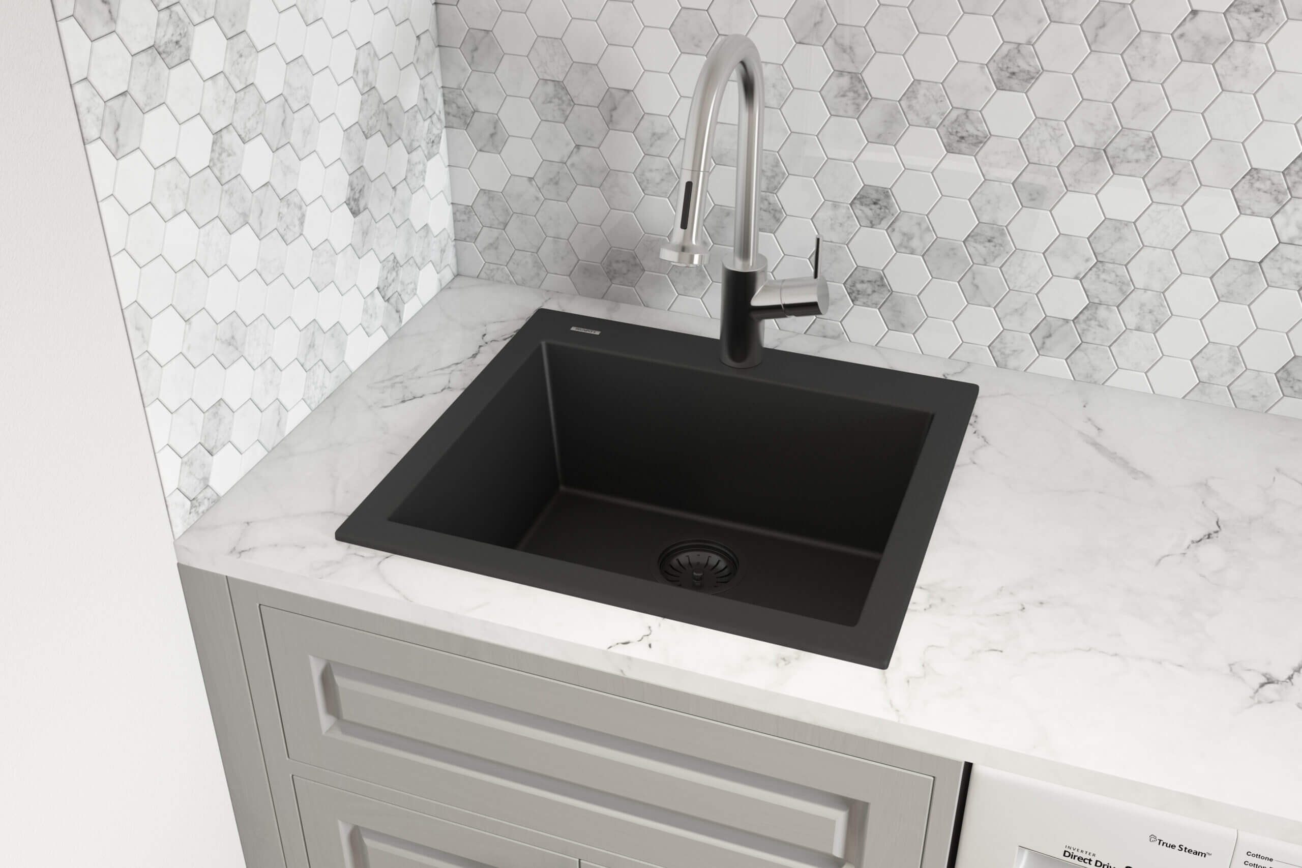 Ruvati 22 x 20" epiGranite Dual-Mount Granite Composite Single Bowl Kitchen Sink