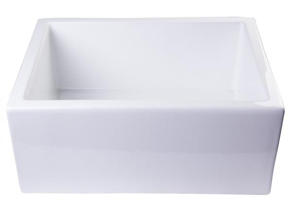 AB2418SB-W 24" White Smooth Thick Wall Fireclay Single Bowl Farm Sink-DirectSinks