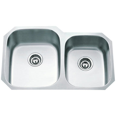 Hardware Resources Stainless Steel 18 Gauge Kitchen Sink with Two Unequal Bowls-DirectSinks