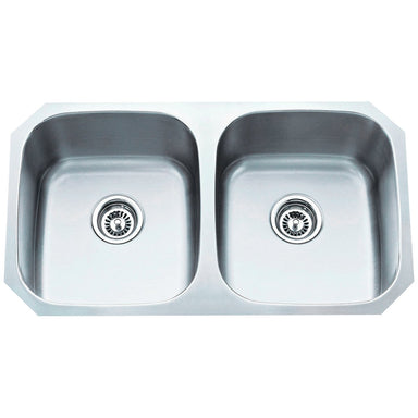 Hardware Resources 16 Gauge 50/50 Stainless Steel Undermount Sink with Equal Bowls-DirectSinks