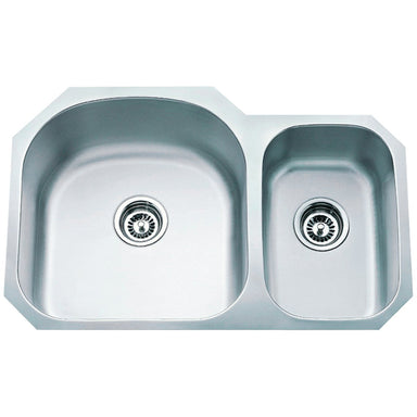 Hardware Resources 18 Gauge 70/30 Stainless Steel Undermount Sink with Larger Left Bowl-DirectSinks