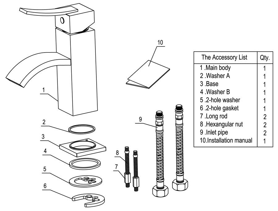 Alfi AB1258 Square Body Curved Spout Single Lever Bathroom Faucet-Bathroom Faucets-DirectSinks