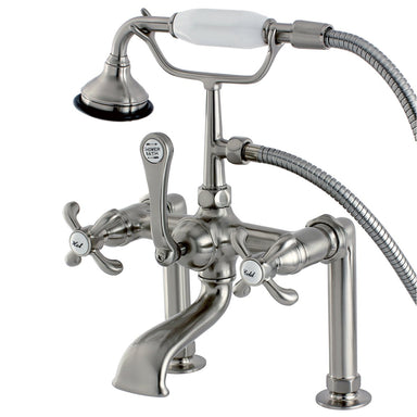 Kingston Brass Aqua Eden AE103T8TX French Country Deck Mount Clawfoot Tub Faucet in Satin Nickel-Tub Faucets-Free Shipping-Directsinks.