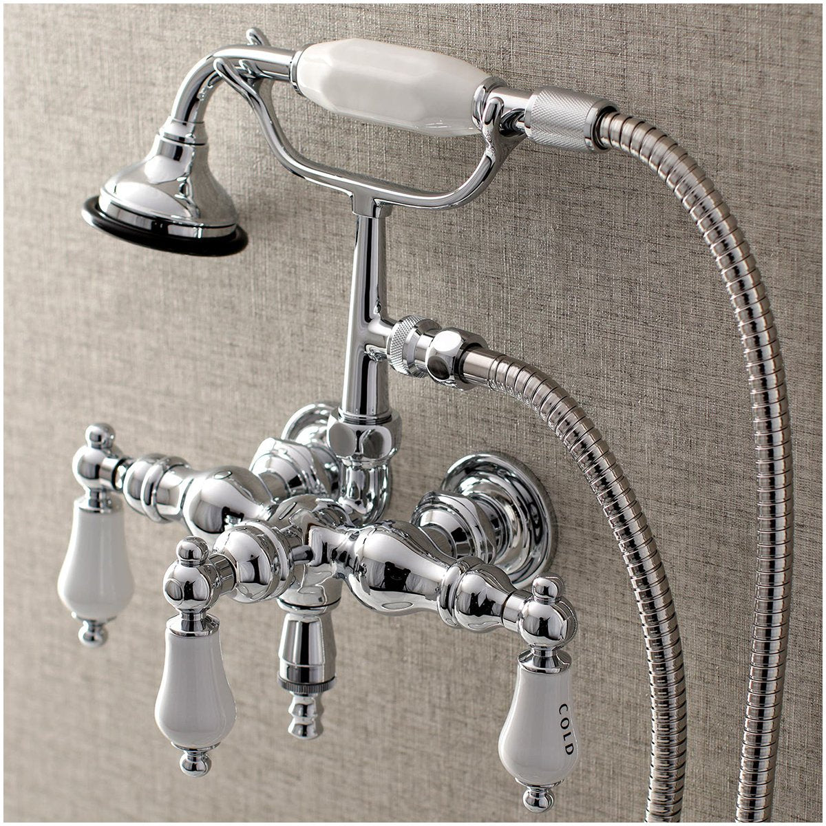 Aqua Vintage AE21TX-P 3-3/8-Inch Wall Mount Tub Faucet with Hand Shower