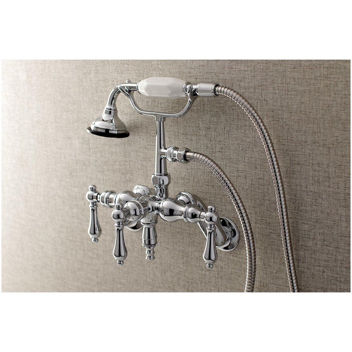 Kingston Brass AE419TX-P Aqua Vintage 3-3/8-Inch Adjustable Wall Mount Clawfoot Tub Faucet with Hand Shower