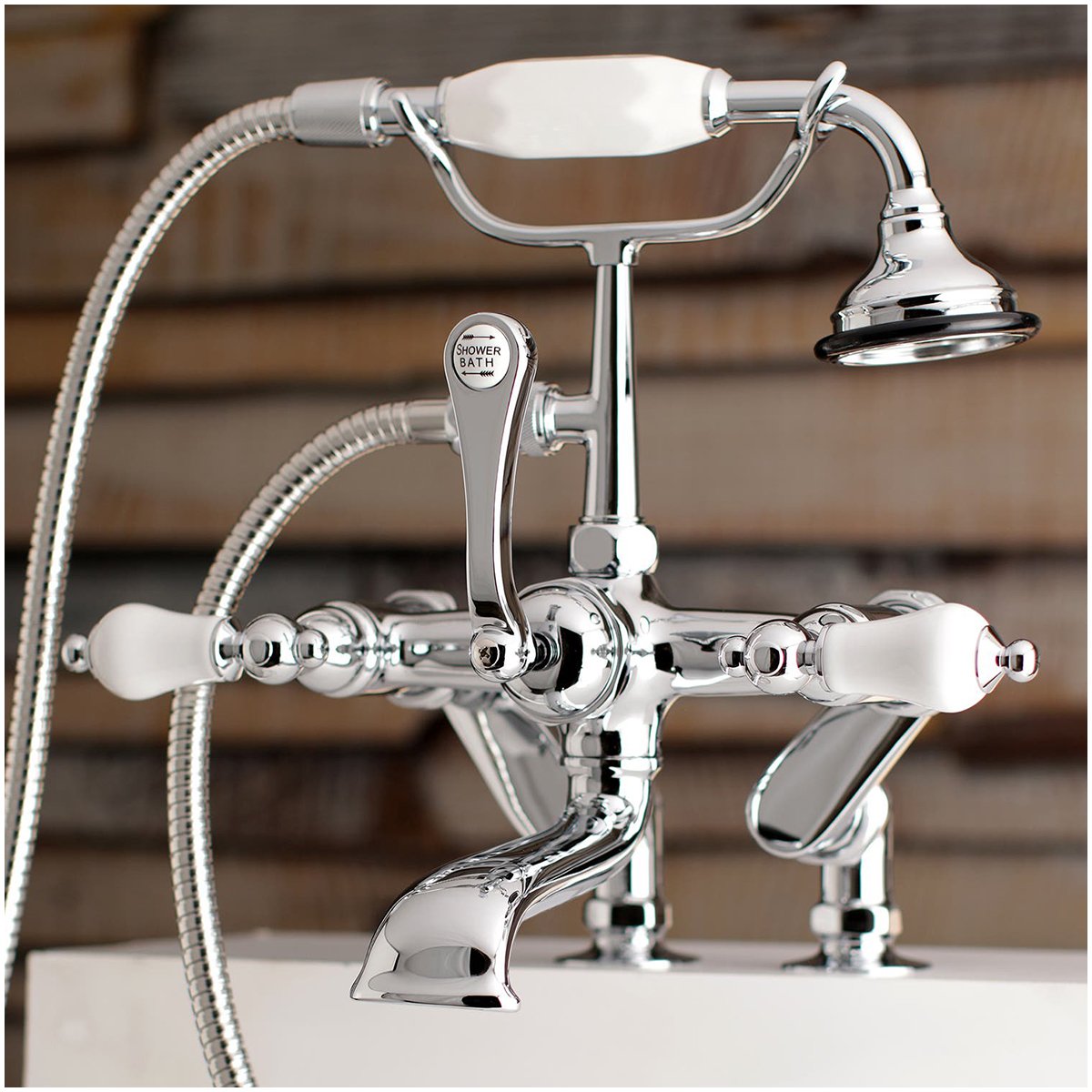 Kingston Brass AE655TX-P Aqua Vintage 7-Inch Adjustable Clawfoot Tub Faucet with Hand Shower