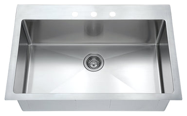 Dawn Top Mount Single Bowl Sink with Three Pre-cut Faucet Holes-Kitchen Sinks Fast Shipping at DirectSinks.