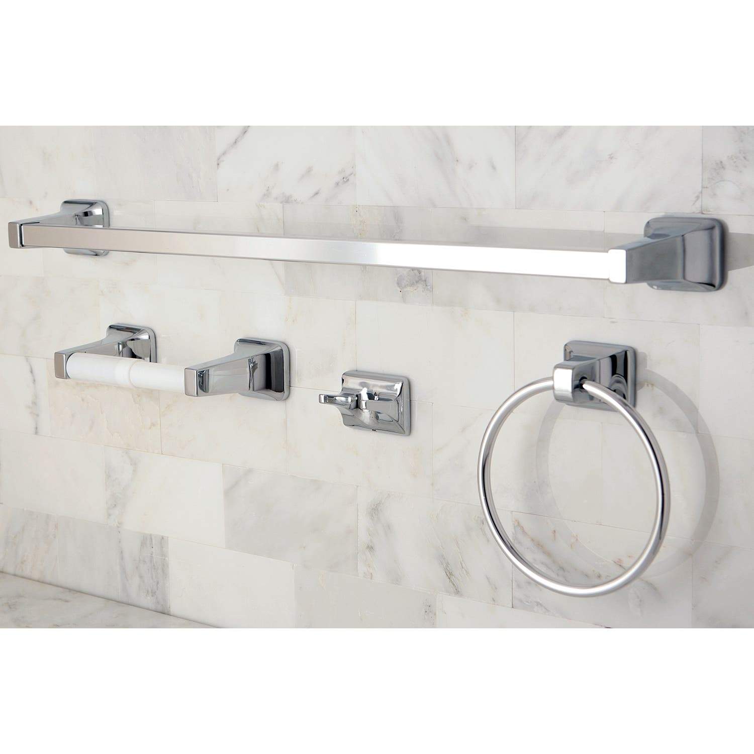 Kingston Brass 4-Piece Bathroom Accessory Set in Polished Chrome