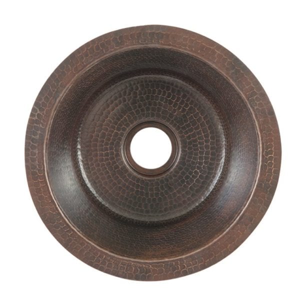 Premier Copper Products 12" Round Hammered Copper Bar Sink with 2" Drain Size
