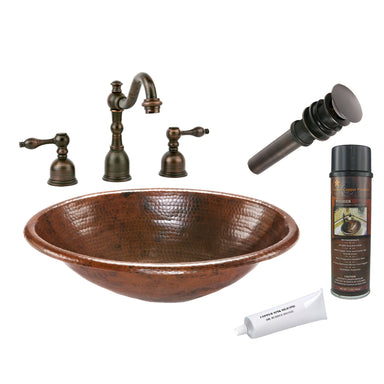 Premier Copper Products - BSP2_LO19RDB Bathroom Sink, Faucet and Accessories Package-DirectSinks