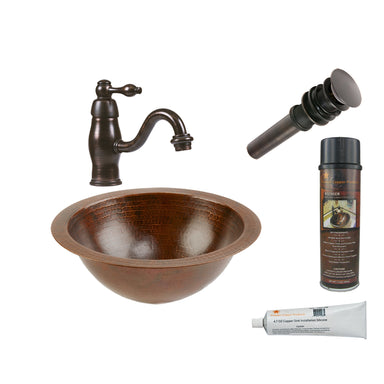 Premier Copper Products - BSP3_LR12FDB Bathroom Sink, Faucet and Accessories Package-DirectSinks