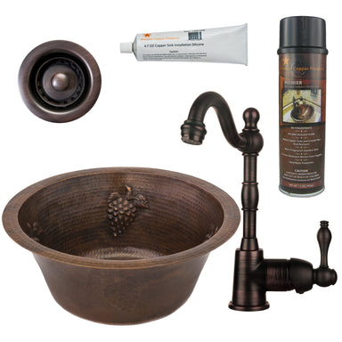 Premier Copper Products - BSP4_BR16GDB Bar/Prep Sink, Faucet and Accessories Package-DirectSinks