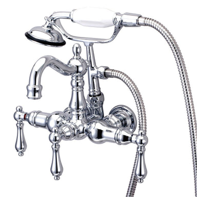 Kingston Brass Vintage 3-3/8" Wall Mount Clawfoot Tub Filler with Hand Shower-Tub Faucets-Free Shipping-Directsinks.