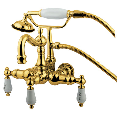 Kingston Brass Vintage 3-3/8" Spread Wall Mount Clawfoot Tub Filler with Hand Shower-Tub Faucets-Free Shipping-Directsinks.