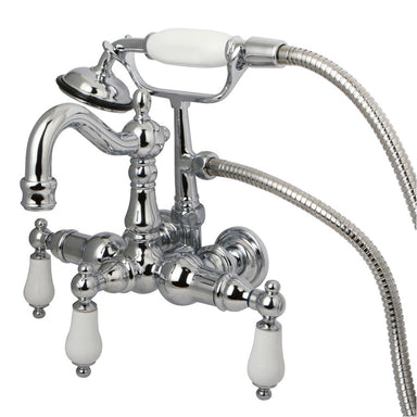 Kingston Brass Vintage Wall Mount Clawfoot Tub Filler with Hand Shower-Tub Faucets-Free Shipping-Directsinks.