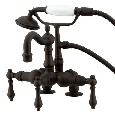 Kingston Brass Vintage 3-3/8" Deck Mount Clawfoot Tub Filler with Hand Shower-Tub Faucets-Free Shipping-Directsinks.