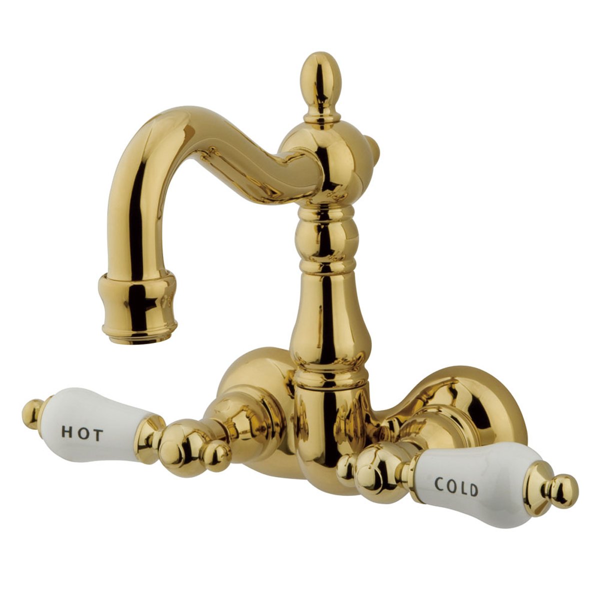 Kingston Brass Vintage 3-3/8" Spread Brass Wall Mount Clawfoot Tub Filler-Tub Faucets-Free Shipping-Directsinks.