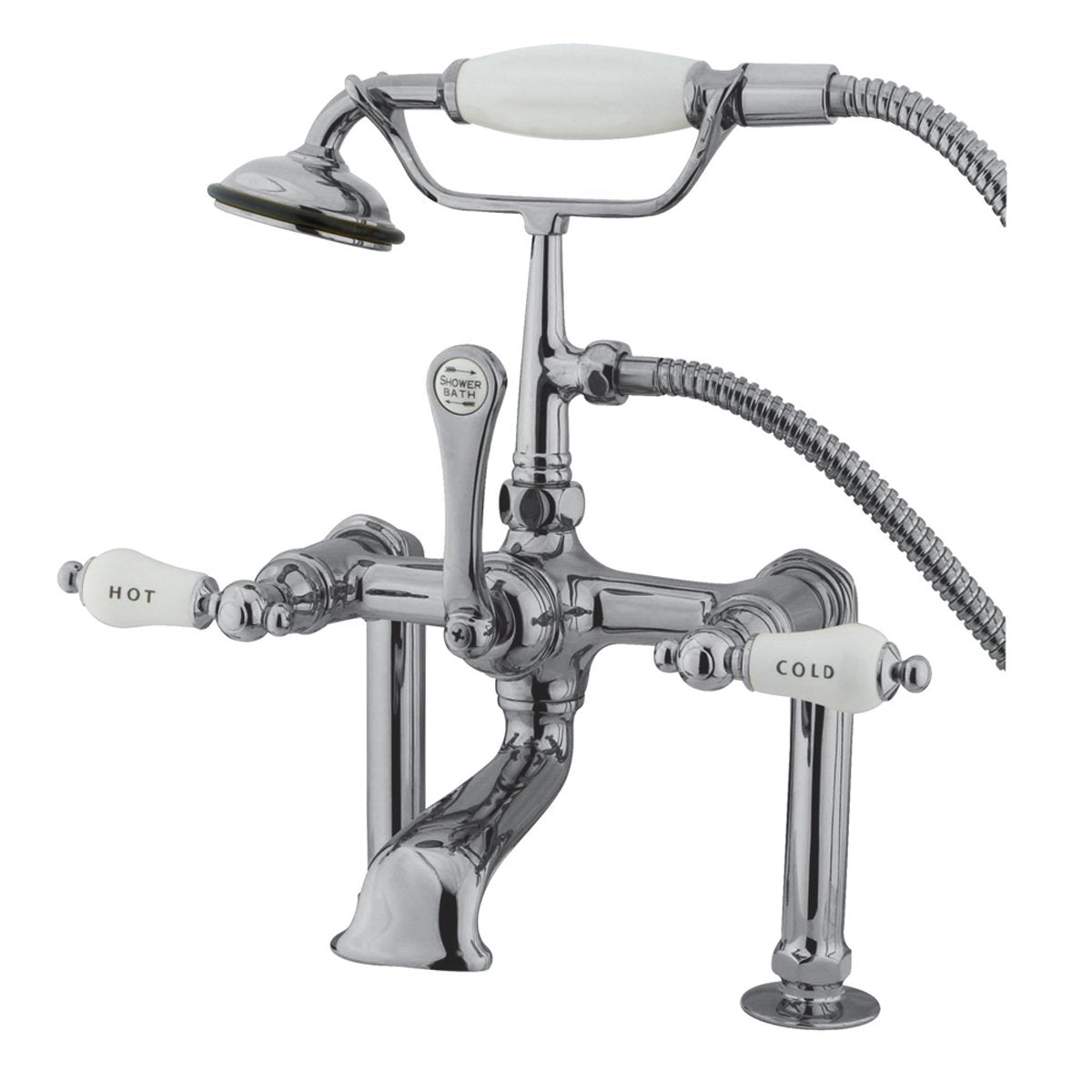 Kingston Brass CC108T1 Vintage 7" Deck Mount Clawfoot Tub Filler with Hand Shower-Tub Faucets-Free Shipping-Directsinks.