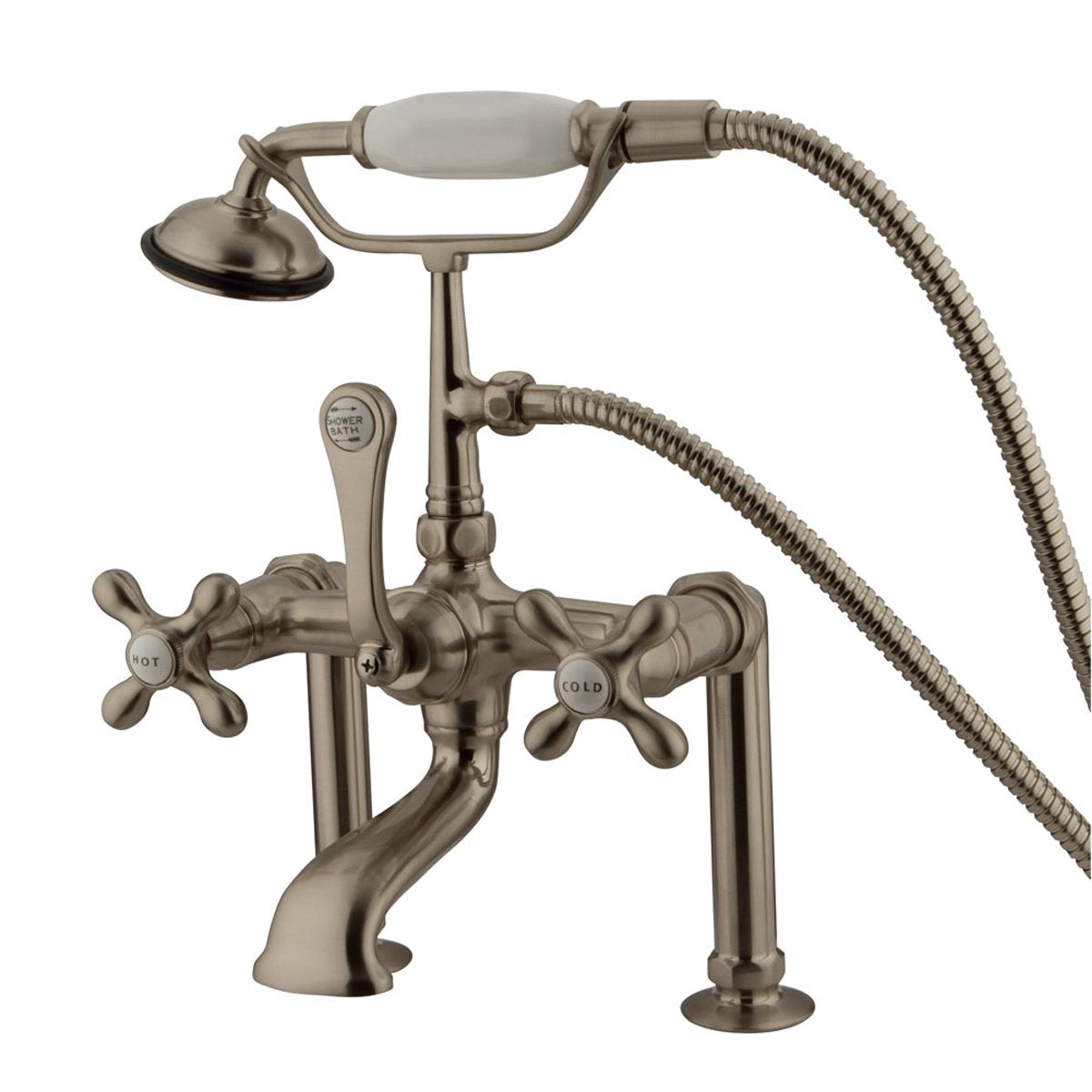 Kingston Brass Vintage 7" Clawfoot Deck Mount Tub Filler Faucet with Hand Shower-Tub Faucets-Free Shipping-Directsinks.