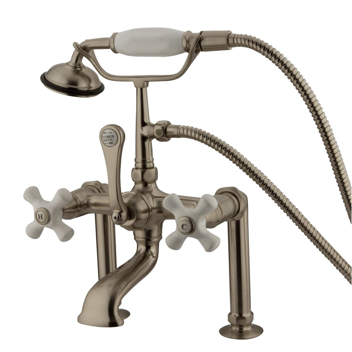 Kingston Brass Vintage Deck Mount Classic Clawfoot Tub Filler with Hand Shower-Tub Faucets-Free Shipping-Directsinks.