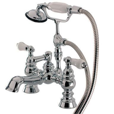 Kingston Brass Vintage 7" Brass Deck Mount Clawfoot Tub Filler with Hand Shower-Tub Faucets-Free Shipping-Directsinks.