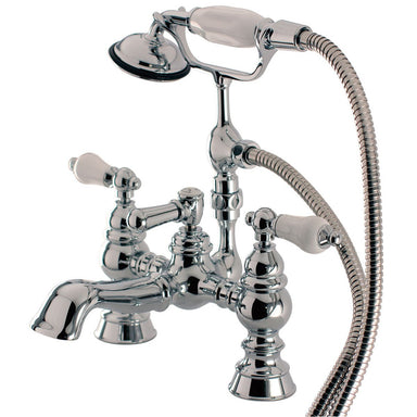 Kingston Brass Vintage 7" Brass Classic Deck Mount Clawfoot Tub Filler with Hand Shower-Tub Faucets-Free Shipping-Directsinks.