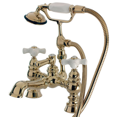 Kingston Brass Vintage 7" Spread Classic Deck Mount Clawfoot Tub Filler with Hand Shower-Tub Faucets-Free Shipping-Directsinks.