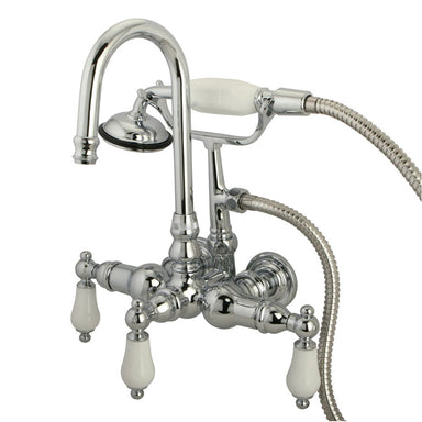 Kingston Brass Vintage 3-3/8" Clawfoot Wall Mount Tub Filler with Hand Shower-Tub Faucets-Free Shipping-Directsinks.