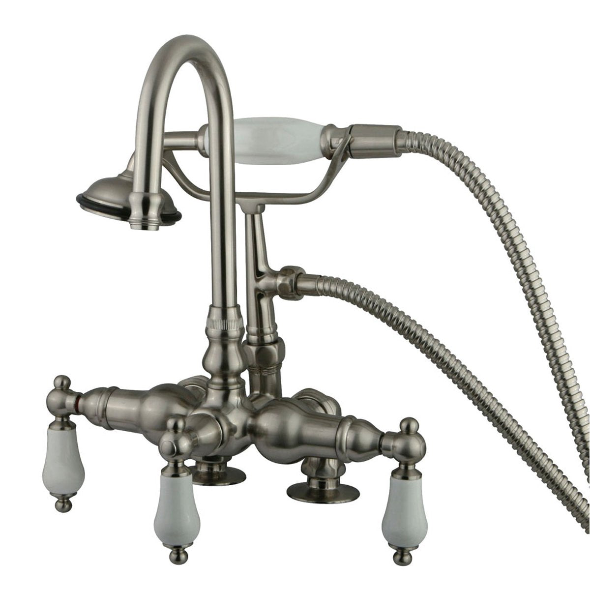 Kingston Brass Vintage 3-3/8" Classic Clawfoot Deck Mount Tub Filler with Hand Shower-Tub Faucets-Free Shipping-Directsinks.