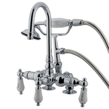 Kingston Brass CC18T1 Vintage 3-3/8" Deck Mount Clawfoot Tub Filler with Hand Shower-Tub Faucets-Free Shipping-Directsinks.