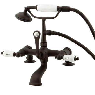 Kingston Brass Vintage 7" Spread Clawfoot Deck Mount Tub Filler with Hand Shower-Tub Faucets-Free Shipping-Directsinks.