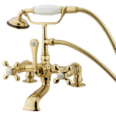 Kingston Brass Vintage 7" Spread Brass Deck Mount Clawfoot Tub Filler with Hand Shower-Tub Faucets-Free Shipping-Directsinks.