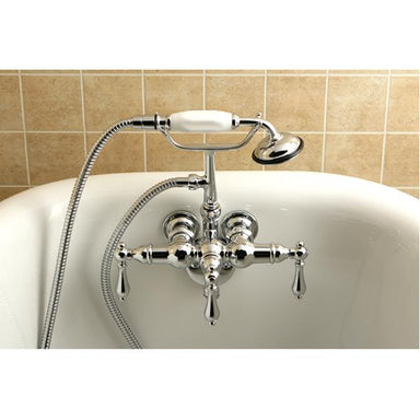 Kingston Brass Vintage 3-3/8" Classic Clawfoot Wall Mount Tub Filler with Hand Shower-Tub Faucets-Free Shipping-Directsinks.
