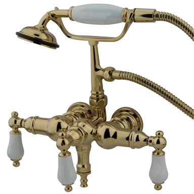 Kingston Brass Vintage 3-3/8" Brass Wall Mount Clawfoot Tub Filler with Hand Shower-Tub Faucets-Free Shipping-Directsinks.