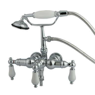 Kingston Brass CC24T1 Vintage 3-3/8" Wall Mount Clawfoot Tub Filler with Hand Shower-Tub Faucets-Free Shipping-Directsinks.